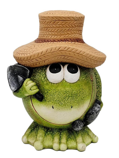 Deko Frosch mit Hut und Schaufel 23 x26 x33.5cm