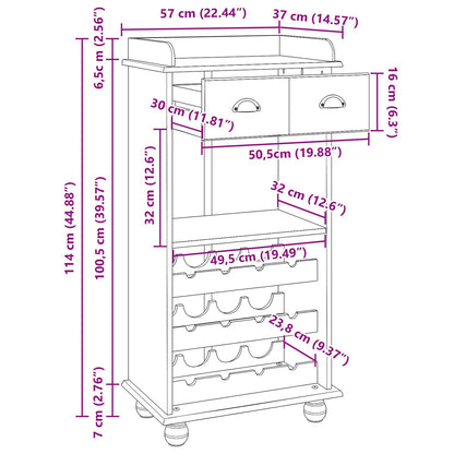 Weinschrank ASKIM Braun 57 x 37 x 114 cm Massivholz Kiefer