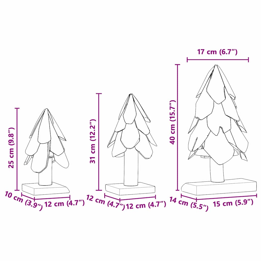 Weihnachtsbaum mit Ständer 3 pcs Braun Massivholz Teak