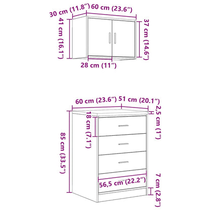 Garagenschränke 2 Stk. Räuchereiche Holzwerkstoff