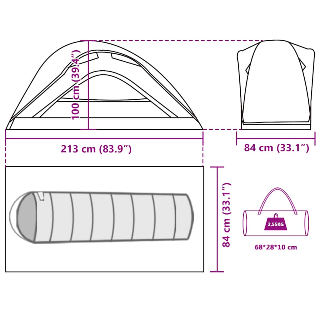 Campingzelt 1 Person Grün Wasserfest