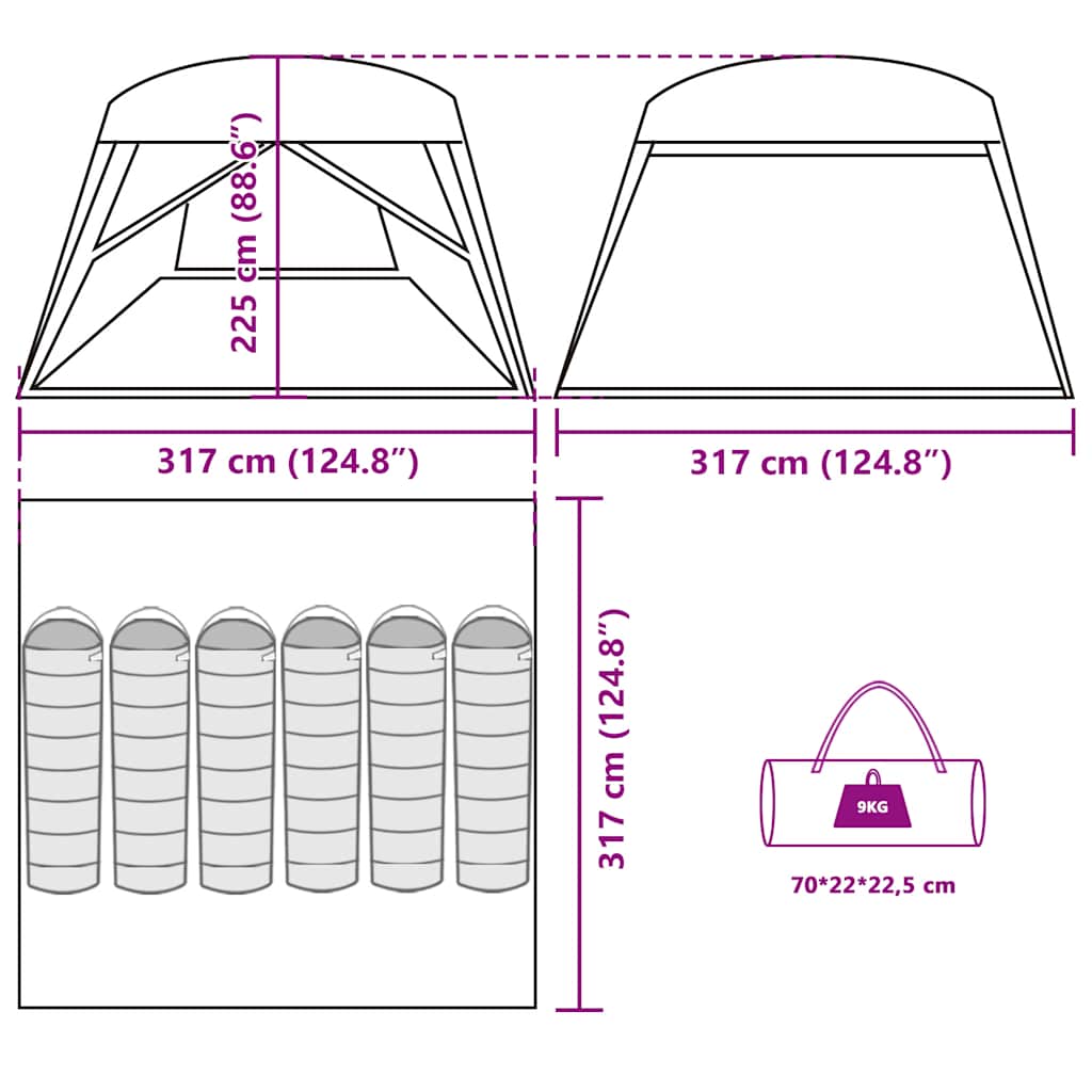 Familienzelt für 6 Personen Grün Wasserdicht