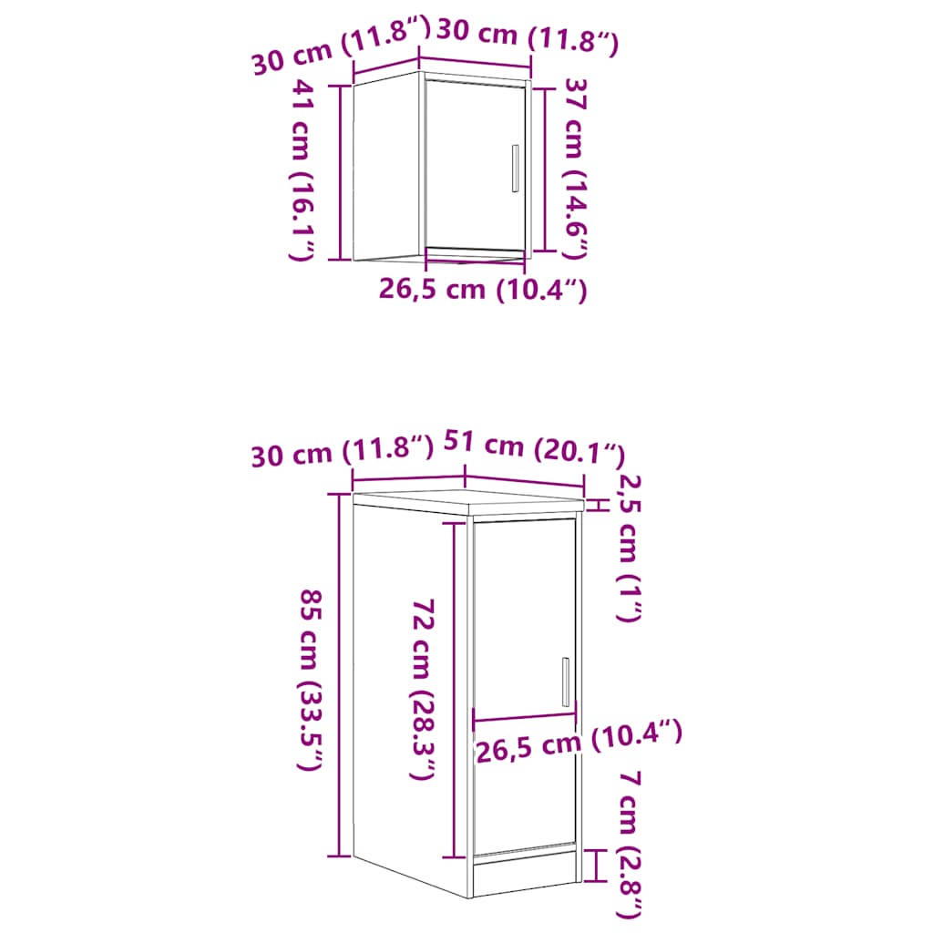 Garagenschränke 2 Stk. Betongrau Holzwerkstoff