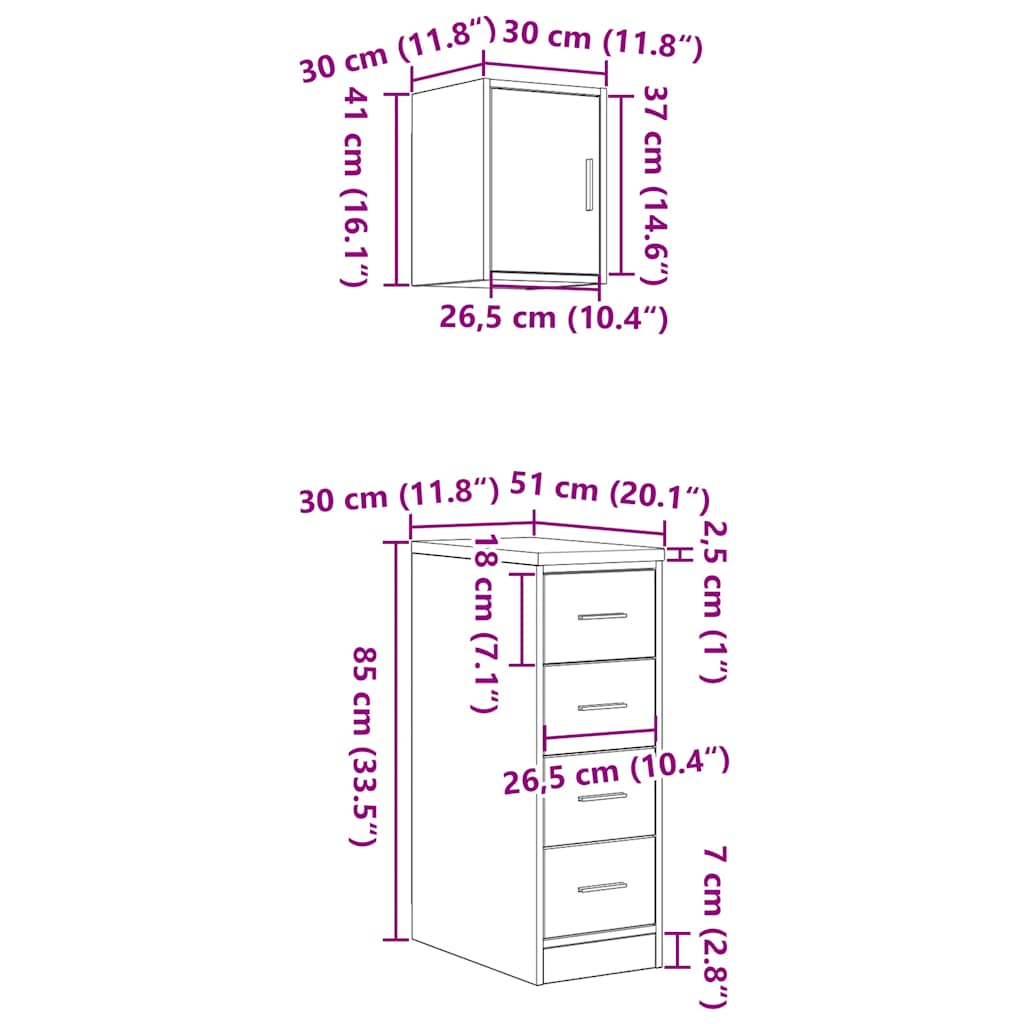 Garagenschränke 2 Stk. Schwarz Holzwerkstoff