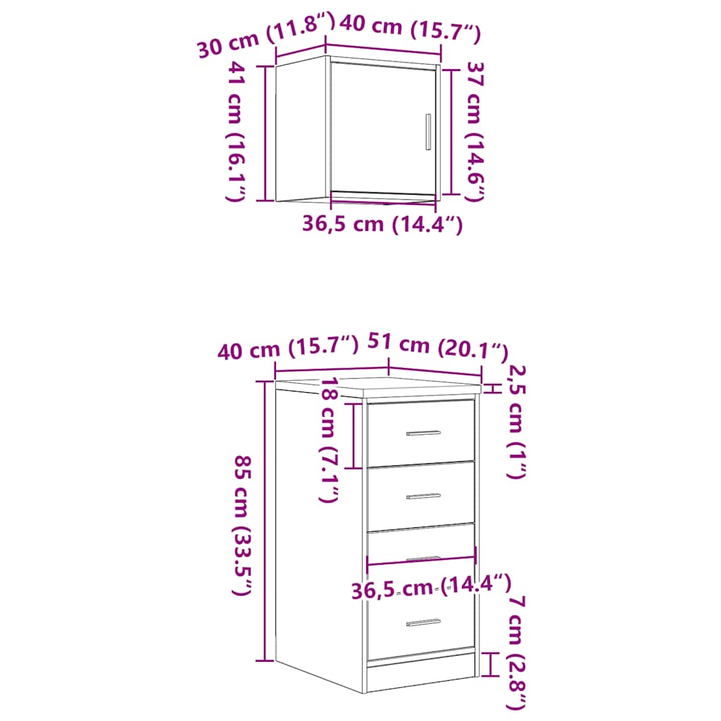 Garagenschränke 2 Stk. Braun Eichen-Optik Holzwerkstoff