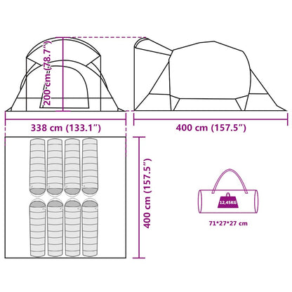 Tunnel-Familienzelt 8 Personen Grau und Orange Wasserdicht