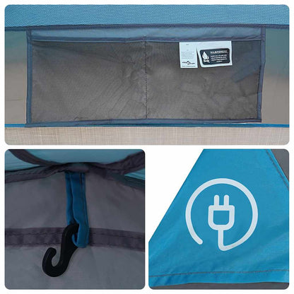 Campingzelt mit Vorzelt 5 Personen Blau Wasserdicht