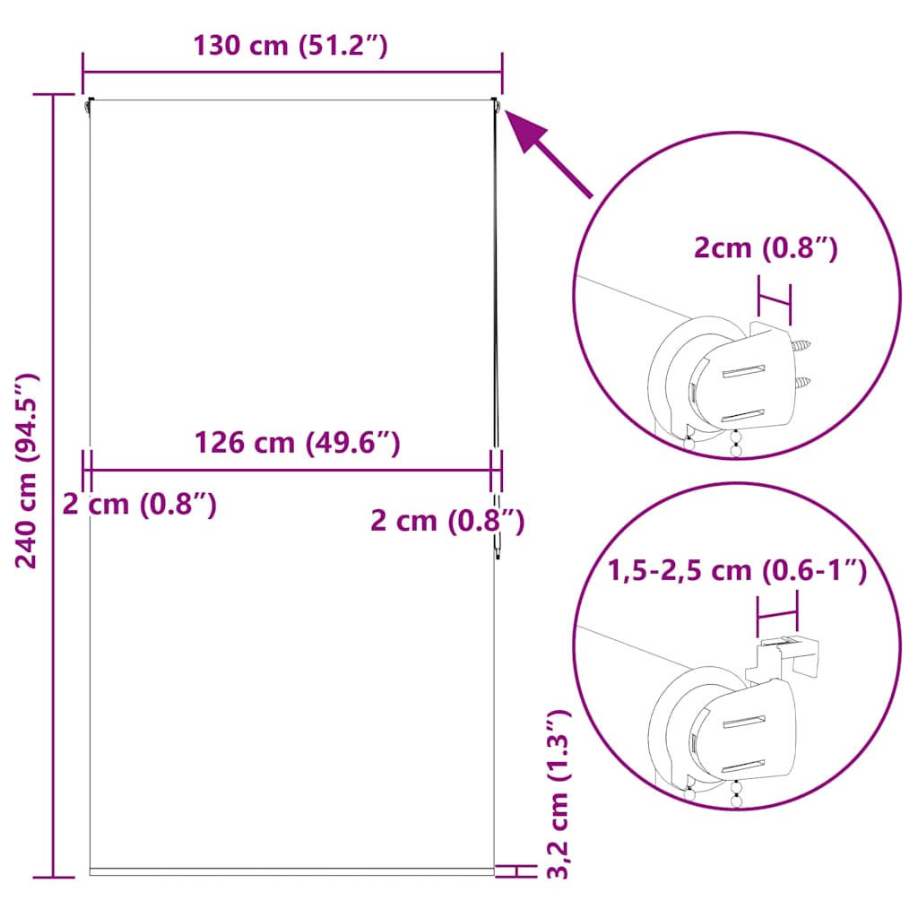 Duschrollo 130x240 cm Stoffbreite 126 cm