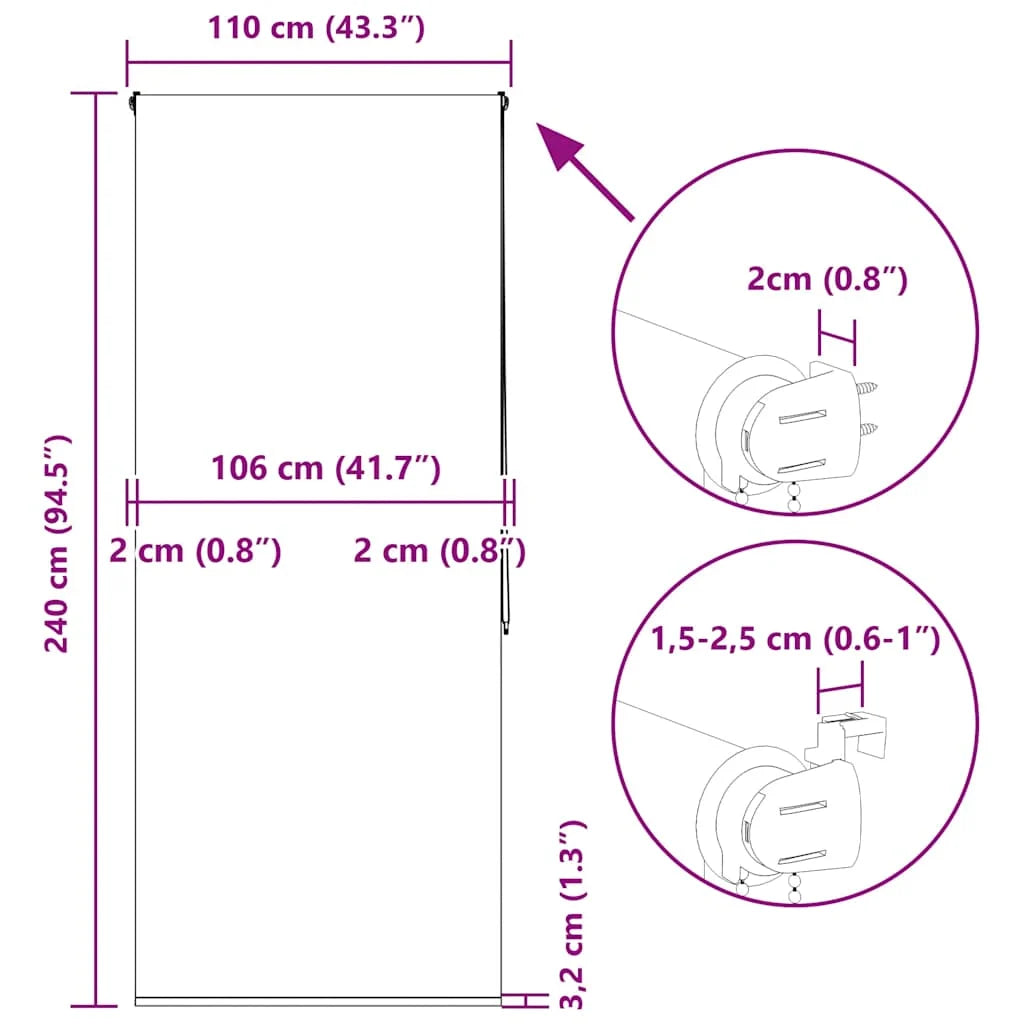 Duschrollo 110x240 cm Stoffbreite 106 cm