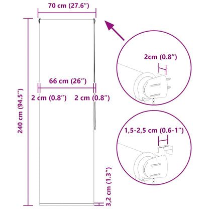 Duschrollo 70x240 cm Stoffbreite 66 cm