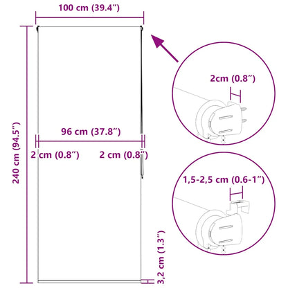 Duschrollo 100x240 cm Stoffbreite 96 cm