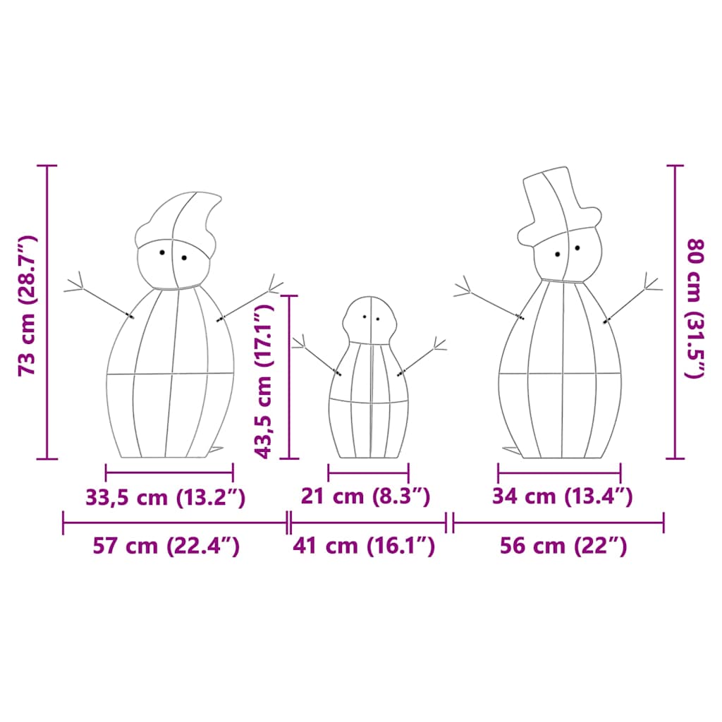 Beleuchtete Schneemann Familie 3 pcs Warmes Weiß Polyester