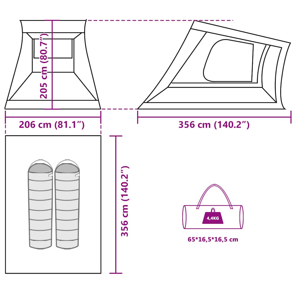 Autozelt 2 Personen Olivgrün Wasserdicht