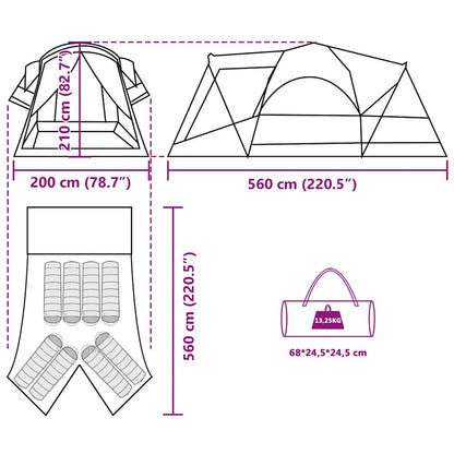 Tunnel-Familienzelt 8 Personen Grau und Orange Wasserdicht