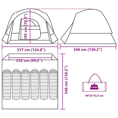 Familienzelt für 6 Personen Grau und Orange Wasserdicht