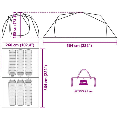 Tunnel-Familienzelt 6 Personen Grün Wasserdicht