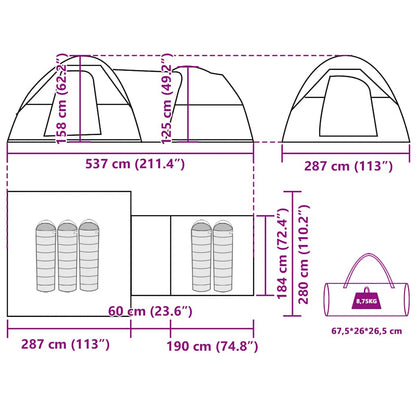 Campingzelt 5 Personen Blau Wasserdicht