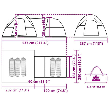 Campingzelt 5 Personen Grau und Orange Wasserdicht