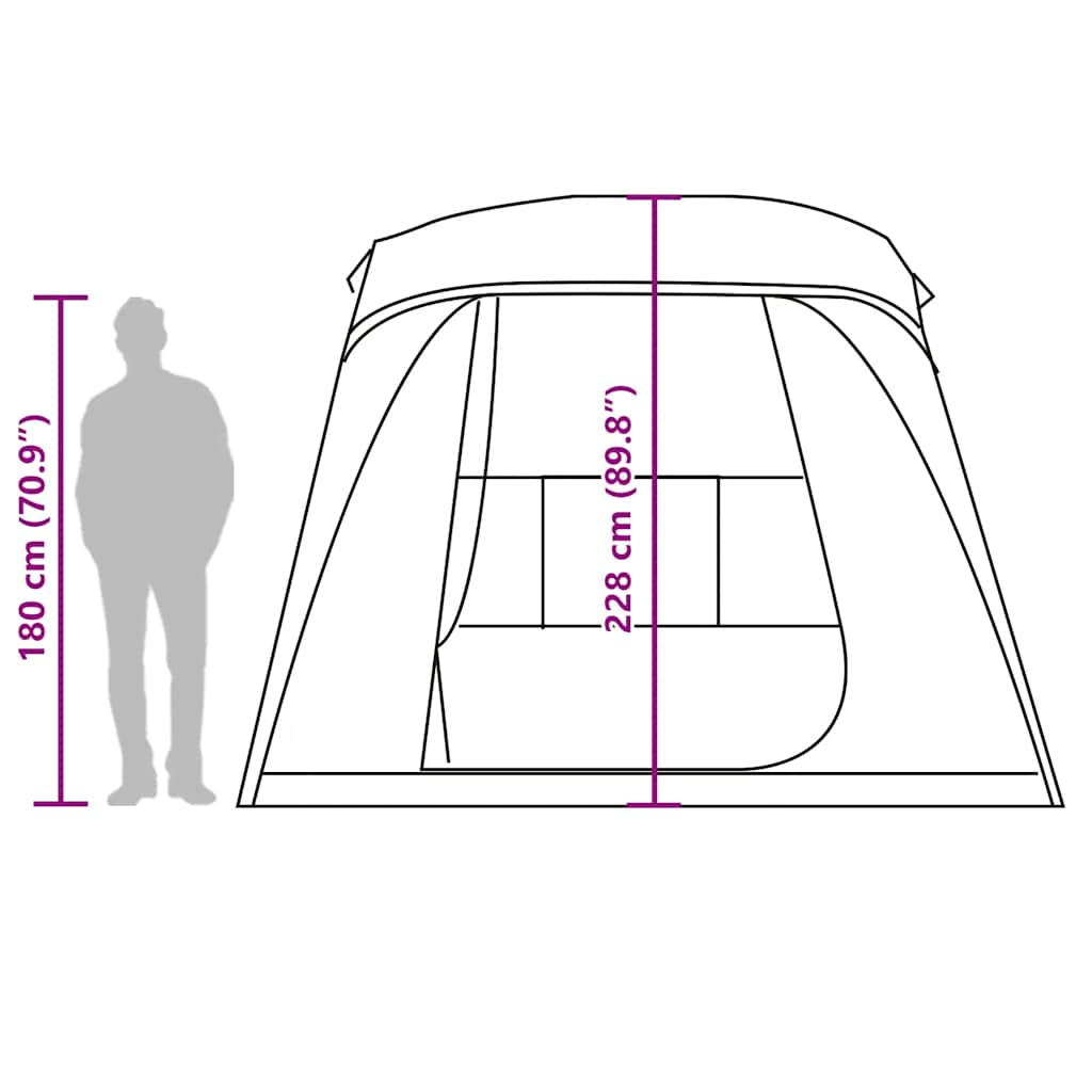 Campingzelt mit Vorzelt 5 Personen Grau und Orange Wasserdicht