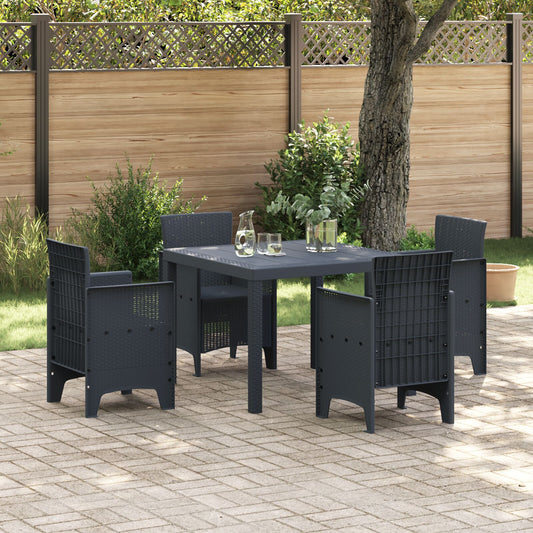 Garten-Esstisch Anthrazit 100 x 100 x 73 cm Poly-Rattan