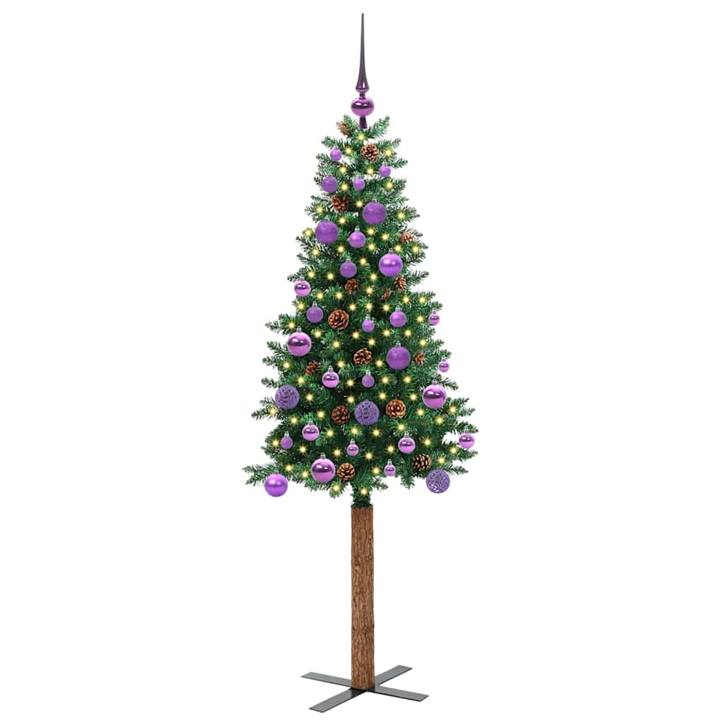 Schlanker Weihnachtsbaum mit 150 LEDs mit Ständer Grün 150 cm