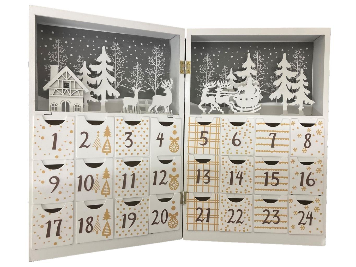 2 Stk. LED Adventskalender aus Holz, befüllbar, mit 8 LED