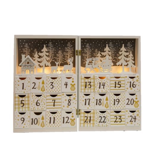 2 Stk. LED Adventskalender aus Holz, befüllbar, mit 8 LED