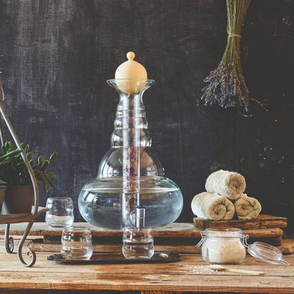 Vitalkaraffe Universe Platin mit Glaseinsatz und Arvenholzdeckel 10L