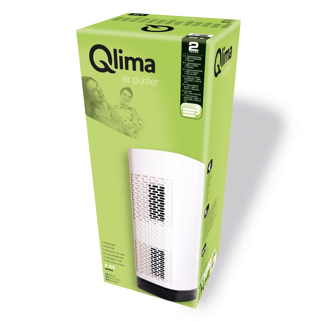 Qlima Luftreiniger mit HEPA-Filter A 68 50 W Weiß