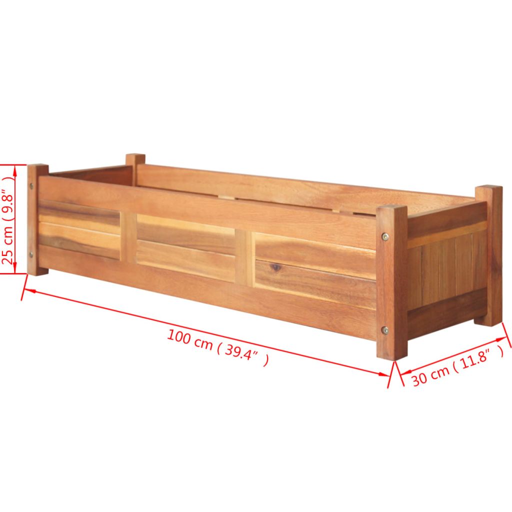 Garten-Hochbeet Akazienholz 100x30x25 cm