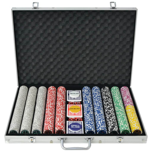 Poker Set mit 1.000 Laserchips Aluminium
