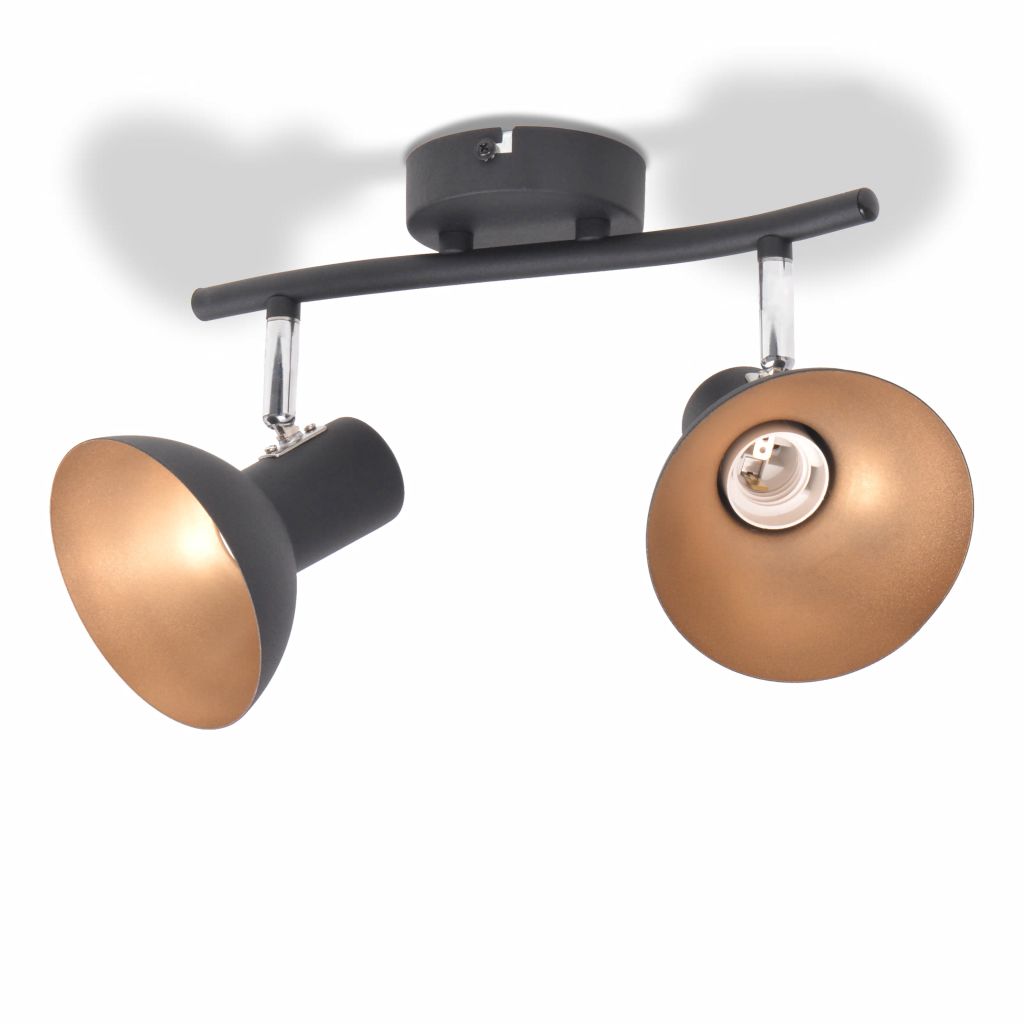 Deckenlampe für 2 Glühbirnen E27 Schwarz und Gold