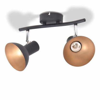 Deckenlampe für 2 Glühbirnen E27 Schwarz und Gold