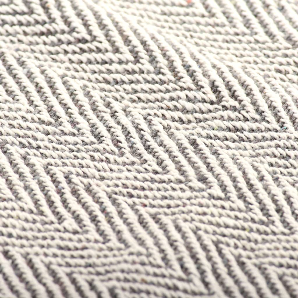 Überwurf Baumwolle Fischgrätmuster 220 x 250 cm Grau