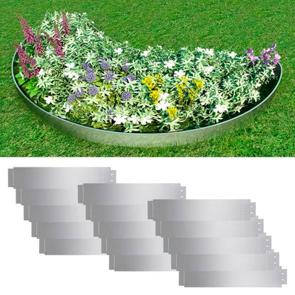 Rasenkanten 15 Stk. Verzinkter Stahl 100 x 20 cm