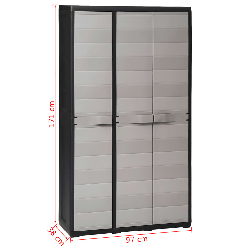 Gartenschrank mit 4 Böden Schwarz und Grau