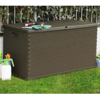 Garten-Aufbewahrungsbox Braun 120x56x63 cm PP Rattan