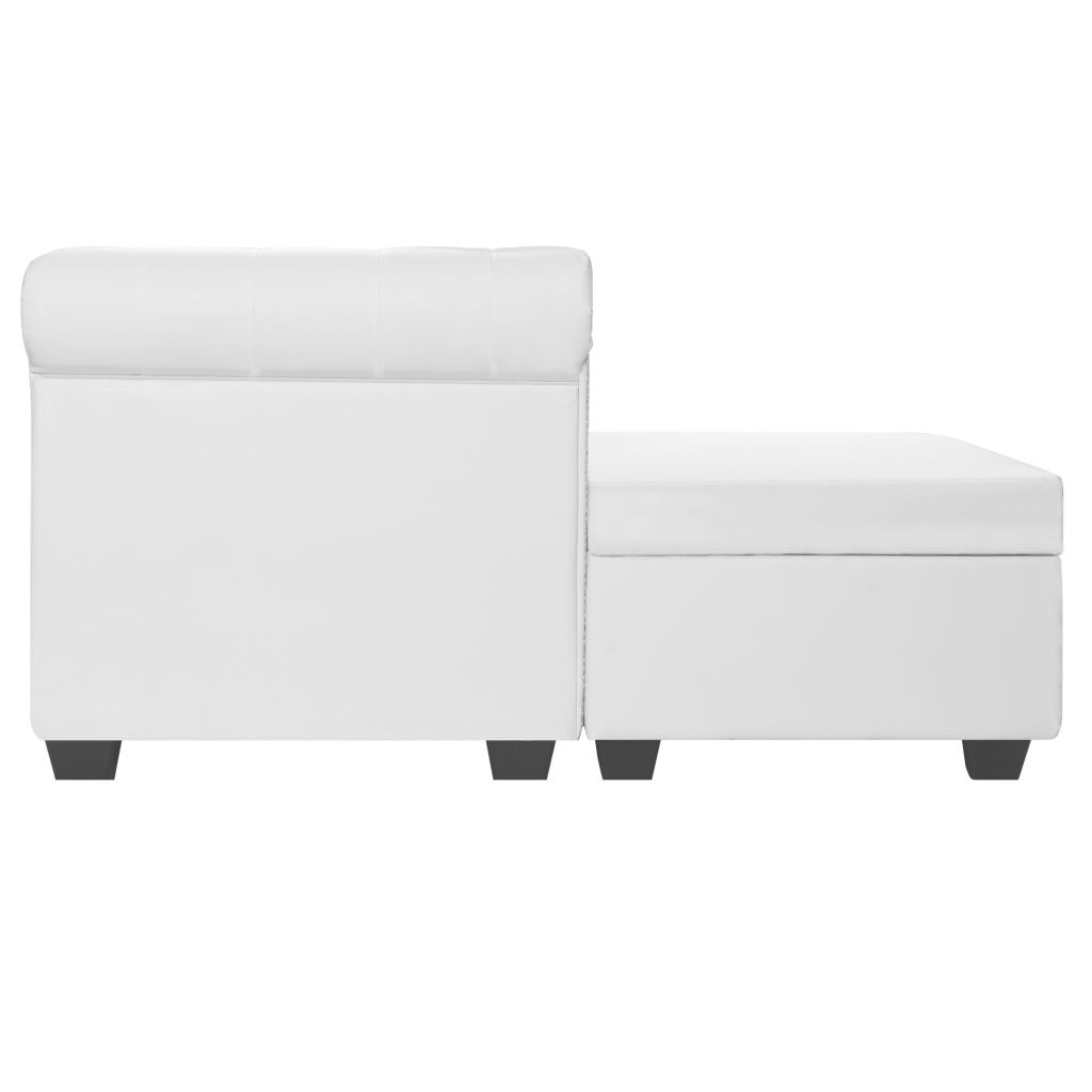 Chesterfield-Sofa L-Form Kunstleder Weiß