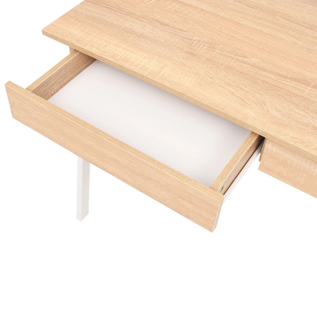 Schreibtisch 110x55x75 cm Eichenbraun und Weiß