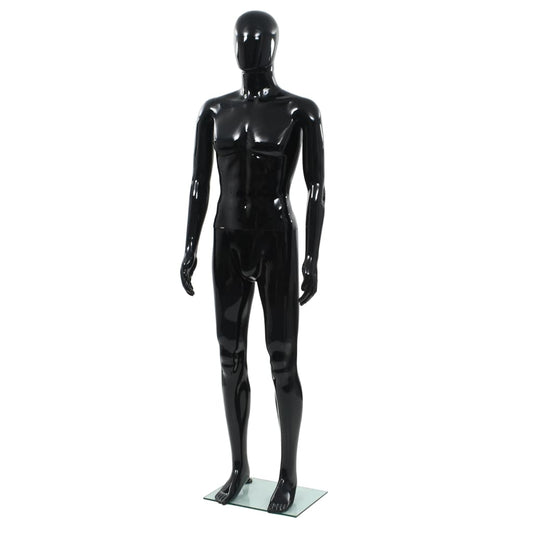 Männliche Schaufensterpuppe mit Glassockel Schwarz 185 cm