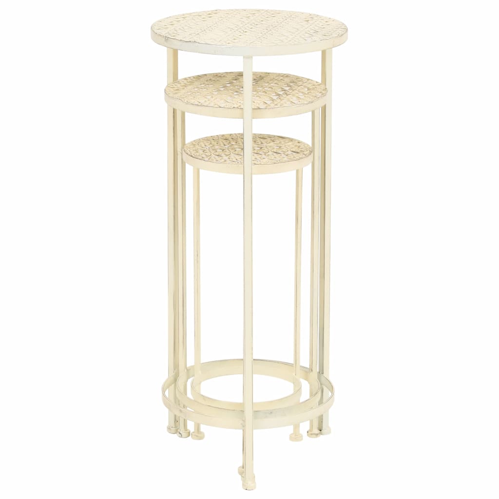 Blumenständer Set 3 Stk. Vintage Stil Metall Weiß