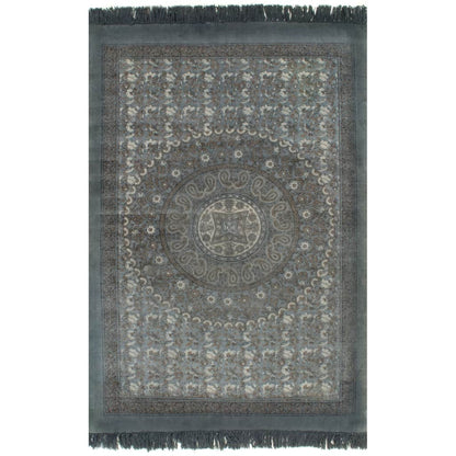 Kelim-Teppich Baumwolle 120x180 cm mit Muster Grau