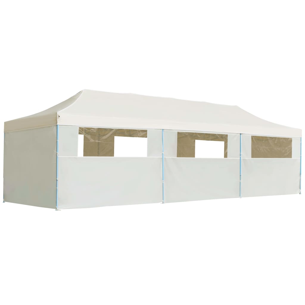 Faltzelt Partyzelt Pop-Up mit 8 Seitenwänden 870x291x315 cm Creme