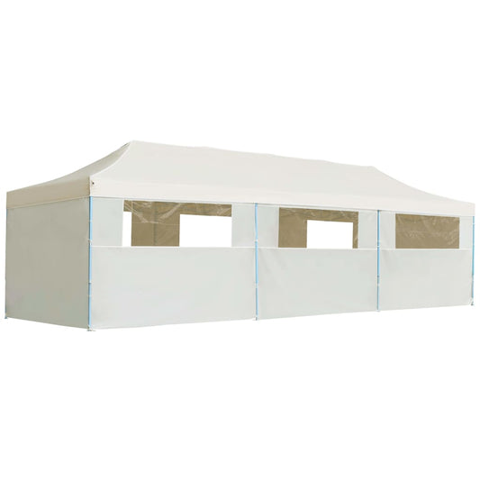 Faltzelt Partyzelt Pop-Up mit 8 Seitenwänden 870x291x315 cm Creme