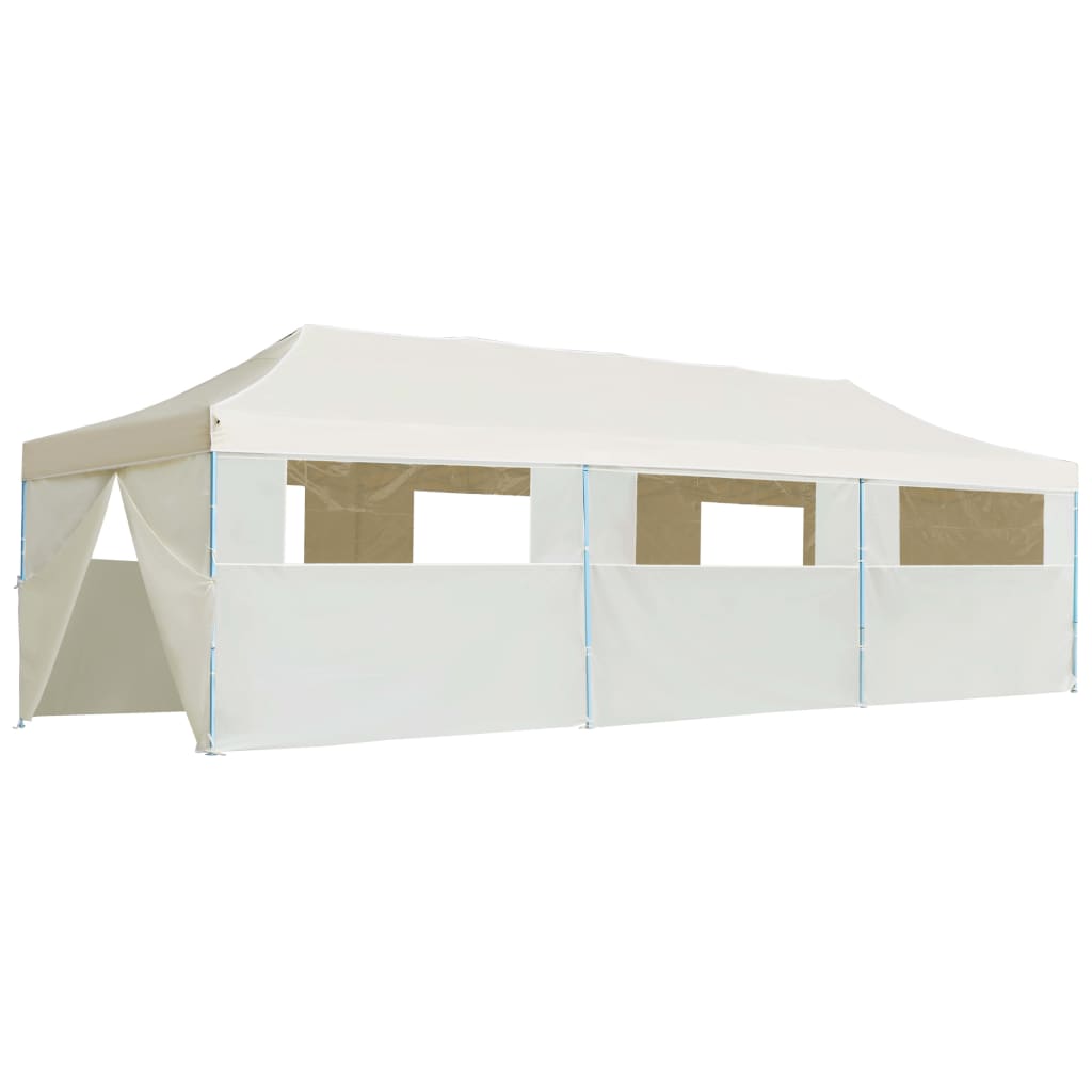 Faltzelt Partyzelt Pop-Up mit 8 Seitenwänden 870x291x315 cm Creme