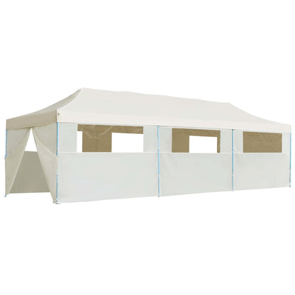 Faltzelt Partyzelt Pop-Up mit 8 Seitenwänden 870x291x315 cm Creme