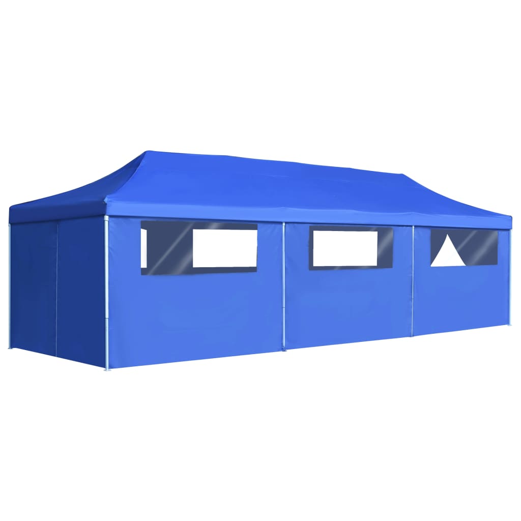 Faltzelt Partyzelt Pop-Up mit 8 Seitenwänden 870x291x315 cm Blau