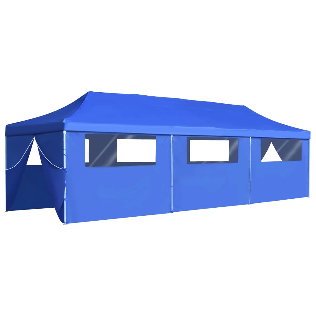 Faltzelt Partyzelt Pop-Up mit 8 Seitenwänden 870x291x315 cm Blau