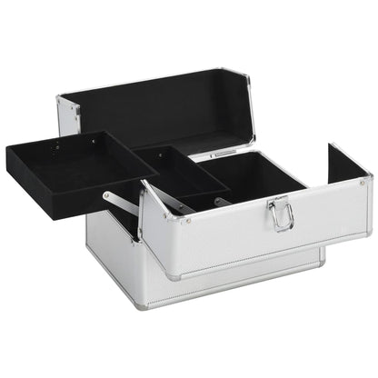 Kosmetikkoffer 22x30x21 cm Silbern Aluminium