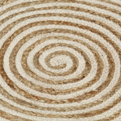 Teppich Handgefertigt Jute mit Spiralen-Design Weiß 150 cm